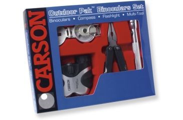Image of Carson OutDoorPak: 8x21 Tracker Binoculars Flashligh, 9-in-1 tool, Lensatic Compass TZ-401 Outdoor Gift Pack
