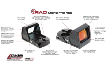Image of Crimson Trace RAD Micro Pro Red Dot Sight, 3 MOA Red Dot Reticle, Black, 01-01970