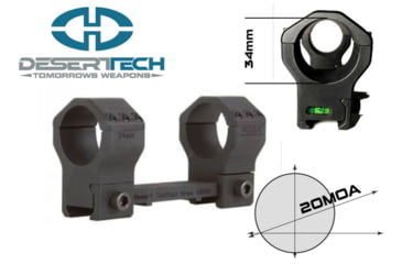 Image of Desert Tech Ultralight Scope Mount, 34mm, 20 MOA Taper, Black, ACC0102