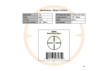 Image of Dead Ringer Dead Ringer 2.5x20mm Scope, Black, DR2728