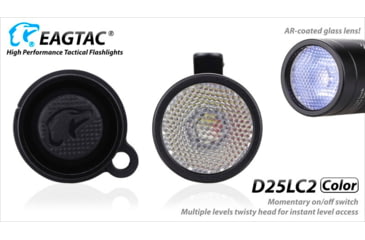 Image of Eagtac D25LC2 Color Flashlight, XM-L COLOR LED, White-331lm, Red-120lm, Royal blue-45lm, Green-240lm, Black, D25LC2-XML-COLOR