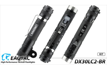 Image of EAGTAC DX30LC2-BR Rechargeable Flashlight Kit, XP-L HI V2 NW LED, 1084lm, Black, DX30LC2BR-XPLHI-KIT-NW
