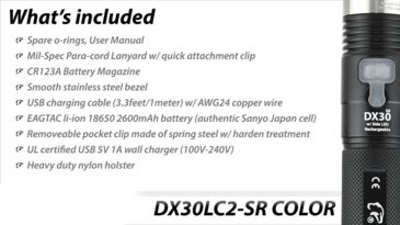 Image of Eagtac DX30LC2-SR Color Side-LED Rechargeable  Flashlight, XP-E2 Green w/ XPL HI LED, 263lm w/ 1160lm, Black 2737