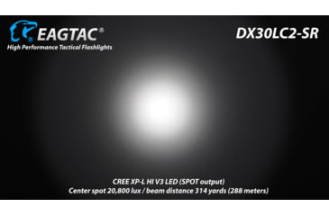 Image of EAGTAC DX30LC2-SR Side-LED Rechargeable Flashlight, Spot XP-L HI V2 NW w/ Flood Nichia 219B CRI92 5700K LED, 1080lm/390lm, Black, DX30LC2SR-XPLHINW-SIDE219B-BASE