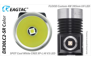 Image of EAGTAC DX30LC2-SR Side-LED Rechargeable Flashlight, Spot XP-L HI V2 NW w/ Flood Nichia 219B CRI92 5700K LED, 1080lm/390lm, Black, DX30LC2SR-XPLHINW-SIDE219B-BASE