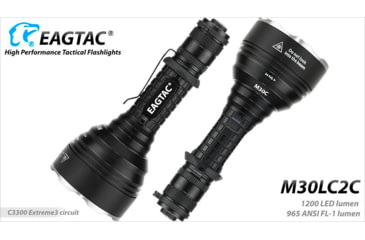 Image of EAGTAC M30LC2-C Flashlight, 3 Nichia 219B CRI-92 LED, 1000lm, Black, M30LC2C-3*219B-BASE-NW