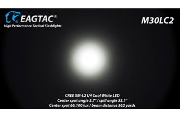 Image of EAGTAC M30LC2 Flashlight, XM-L2 U4 CW LED, 1348lm, Black, M30LC2-XML2-BASE-CW