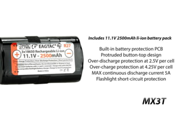 Image of EAGTAC MX3T Flashlight, XHP70.2 CW LED, 4850lm, Black, MX3T-XHP702-REG-CW