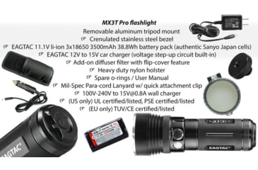 Image of EAGTAC MX3T Pro Flashlight, XHP70.2 CW LED, 4850lm, Black, MX3T-XHP702-PRO-CW