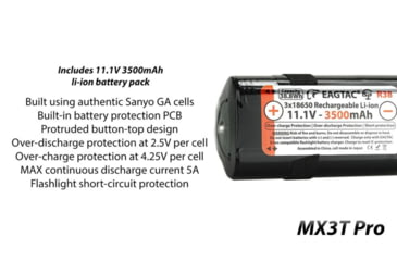 Image of EAGTAC MX3T Pro Flashlight, XHP70.2 CW LED, 4850lm, Black, MX3T-XHP702-PRO-CW