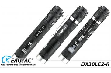 Image of Eagtac Rechargeable DX30LC2-R XPL HI 1160 Lumens LED Flashlight Kit, Black, Medium, DX30LC2RXPLHIKIT