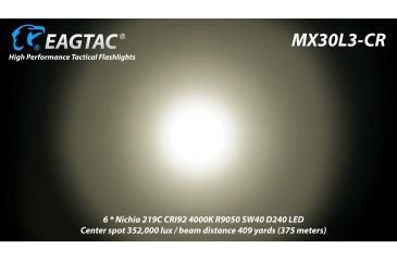 Image of Eagtac Rechargeable MX30L3C-R 6219C 4000K LED Flashlight, Black, Medium, MX30L3CR6*219C