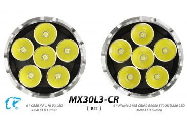 Image of Eagtac Rechargeable MX30L3C-R 6XPL HI 5250 Lumens LED Flashlight Kit, Black, Medium, MX30L3CR6*XPLHIKIT