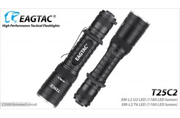 Image of Eagtac T25C2 XPLHI 1148 Lumen Tactical Flashlight KIT, Black, Medium, T25C2XPLHIWEAPONKIT