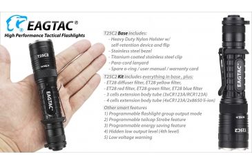 Image of Eagtac T25C2 XPLHI 1148 Lumen Tactical Flashlight KIT, Black, Medium, T25C2XPLHIWEAPONKIT
