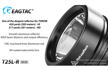 Image of EAGTAC T25L-R Flashlight Kit, XHP35 HI NW LED, 1750lm, Black, T25LR-XHP35-HI-KIT-NW