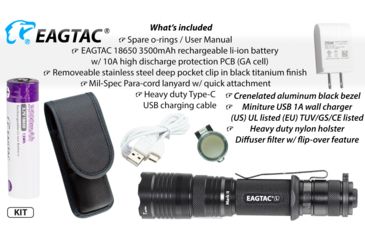 Image of EAGTAC T25L-R MKII Flashlight Kit, XHP35 HD CW LED, 2200lm, Black, Medium 4110