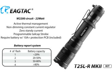 Image of EAGTAC T25L-R MKII Flashlight Kit, XHP35 HD CW LED, 2200lm, Black, Medium 4110