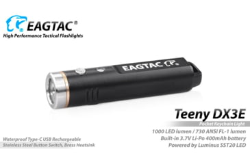 Image of EAGTAC Teeny DX3E Flashlight, SST20 CW LED, 1000lm, Black, Teeny DX3E-SST20-CW