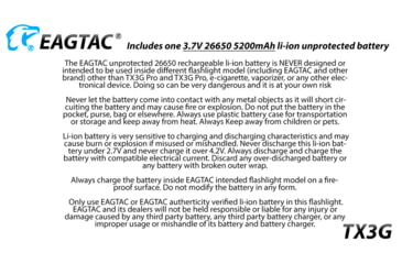 Image of EAGTAC TX3G Flashlight, XHP35 HI CW LED, 1870lm, Black, TX3G-XHP35-HI-REG-CW