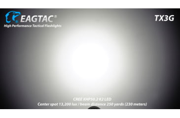 Image of EAGTAC TX3G Flashlight, XHP35 HI CW LED, 1870lm, Black, TX3G-XHP35-HI-REG-CW