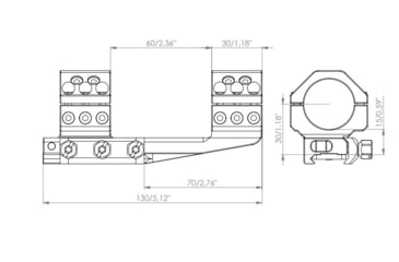 Image of EAW German Tactical Mount Extended Fixed Blockmount, Tube Diameter 30mm, Height 15mm, Extension 70mm, Screw, Black, 62005
