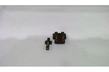 Image of EDEMO HiViz Litewave H3 Tritium/Litepipe Sight Set, S&amp;W Shield 9mm, S&amp;W .40, S&amp;W .45, Black, Green/Orange Litepipes w/ White Front Ring, MPSN421, EDEMO1