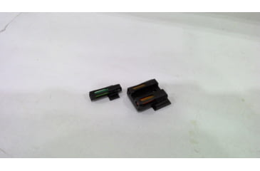 Image of EDEMO HiViz Litewave H3 Tritium/Litepipe Sight Set, S&amp;W Shield 9mm, S&amp;W .40, S&amp;W .45, Black, Green/Orange Litepipes w/ White Front Ring, MPSN421, EDEMO1