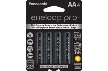 Image of Eneloop Pro AA - 4 Pack 3rd Generation, Black, BK-3HCCA4BA