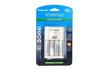 Image of Eneloop Sanyo Universal 4-Position Charger Set with 4 AA Ni-MH Batteries 2nd Generation, White, ENELOOP-K-KJ17MCA4BA-CHR-4AA
