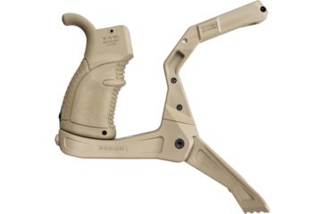 Image of FAB Defense AR-15 Quick Deployment Bipod with an Integrated AGR-43 Pistol Grip, Flat Dark Earth, FX-ARPODT