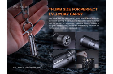 Image of Fenix E02R Rechargeable EDC Flashlight, Black, E02RG2BK