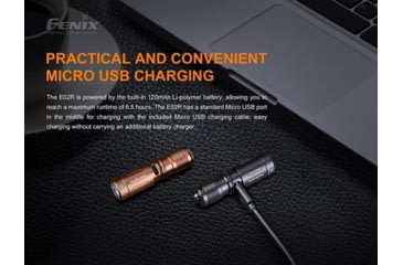 Image of Fenix E02R Rechargeable EDC Flashlight, Black, E02RG2BK