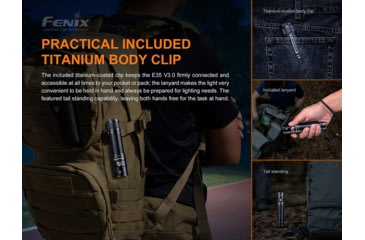 Image of Fenix E35 V3.0 3000 Lumen Flashlight, Black, E35V3BK