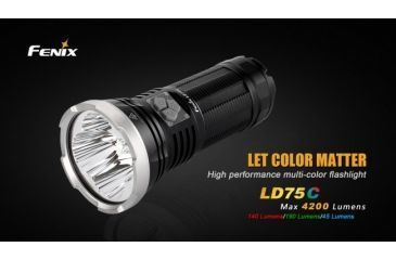 Image of Fenix LD75C LED Flashlight - With CREE XM-L2 U2 LED - 4200 lumens - Uses 4 x 18650 or 8 x CR123, Black FENIX-LD75C-XML2