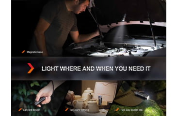 Image of Fenix E18R V2, Flashlight, White LED, 1,200 Lumens, 2.64 Long, Anodized Finish, Black, Includes Rechargeable 16340 and USB Type-C Charging Cable