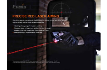 Image of Fenix GL22, Weapon Light, White LED with Red Laser, 750 Lumens, 2.64 Long, Fits GLOCK and 1913 Rails, Includes Rechargeable 16340 Battery and USB Type-C Charging Cable