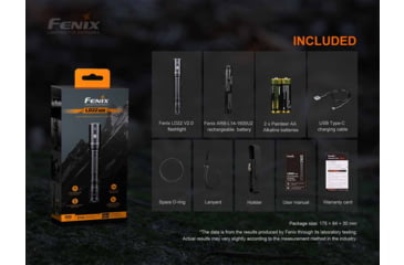 Image of Fenix LD22 V2, Flashlight, White LED, 800 Lumens, 5.83 Long, Anodized Finish, Black, Includes Rechargeable 1600 mAh Battery and USB Type-C Charging Cable