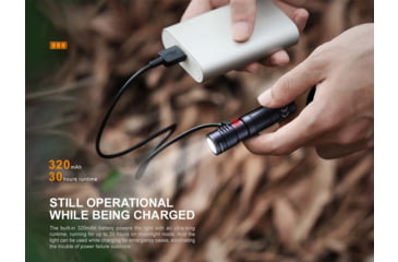 Image of Fenix Lighting E05R Lithium Ion 400 Lumens Luminus SST20 LED Flashlight, Black, E05RG2BK