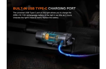 Image of Fenix Lighting GL19R V2.0 Lithium Ion 1200 Lumens Luminus SFT25R LED Flashlight, Black, GL19RV2BK