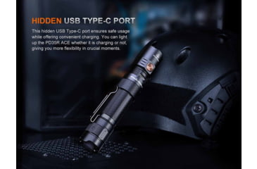 Image of Fenix Lighting PD35R ACE Lithium Ion 2000 Lumens Luminus SFT40 LED Flashlight, Black, PD35RACBK