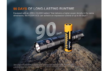 Image of Fenix Lighting PD35R ACE Lithium Ion 2000 Lumens Luminus SFT40 LED Flashlight, Black, PD35RACBK