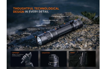 Image of Fenix Lighting PD45R ACE Lithium Ion 3200 Lumens Luminus SFT-70X-WS65-H2-H1652 LED Flashlight, Black, PD45RACBK