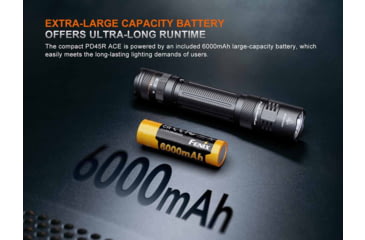 Image of Fenix Lighting PD45R ACE Lithium Ion 3200 Lumens Luminus SFT-70X-WS65-H2-H1652 LED Flashlight, Black, PD45RACBK