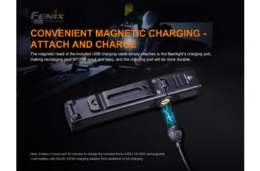 Image of Fenix Lighting WT25R Lithium Ion 1000 Lumens CREE XP-L HI LED Flashlight, Black, WT25RXBK
