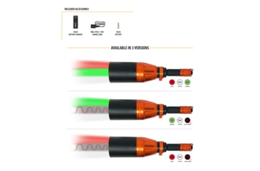 Image of FoxPro Gunfire 3-color Hunting Flashlight Kit with Case, LED Red/White/Green Lights, Black/Orange, GUNFIRE KIT