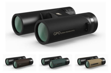 Image of German Precision Optics GPO PASSION ED 8x32mm Hunting Binocular, Charcoal/Black, Dark Brown Earth, Deep Green, Desert Sand