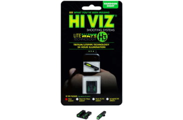Image of HiViz LiteWave H3 Tritium/Litepipe Pistol Night Sight Set - Fits All Glock Gen 1-5 in 9mm, .40 S&amp;W, .357 SIG, Except Glock 42/43