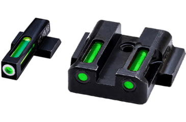 Image of HiViz LiteWave H3 Tritium, Litepipe Pistol Day and Night Sight Set, Green litepipes w/white front ring, MPSN321