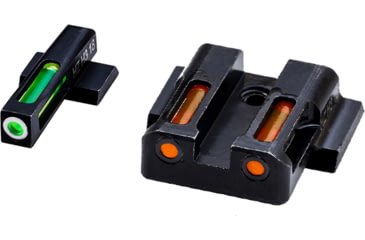Image of HiViz LiteWave H3 Tritium, Litepipe Pistol Day and Night Sight Set, Green/orange litepipes w/white front ring, MPSN421
